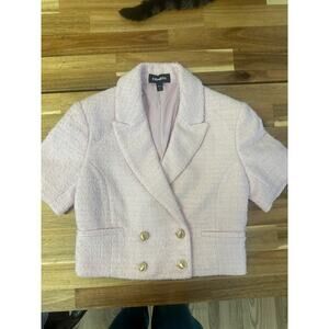 Express Blazer Short Sleeve Light Pink Gold Buttons Womens Xsmall